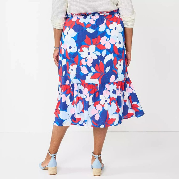 Draper James 2X Maxi Skirt A Line Gypsy Floral Pull On Pockets Ruffle Hem NWT - Picture 5 of 7